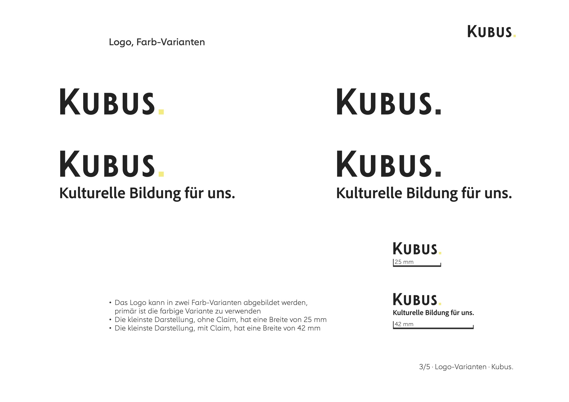 kubus spezifikationen logo typo farben 3